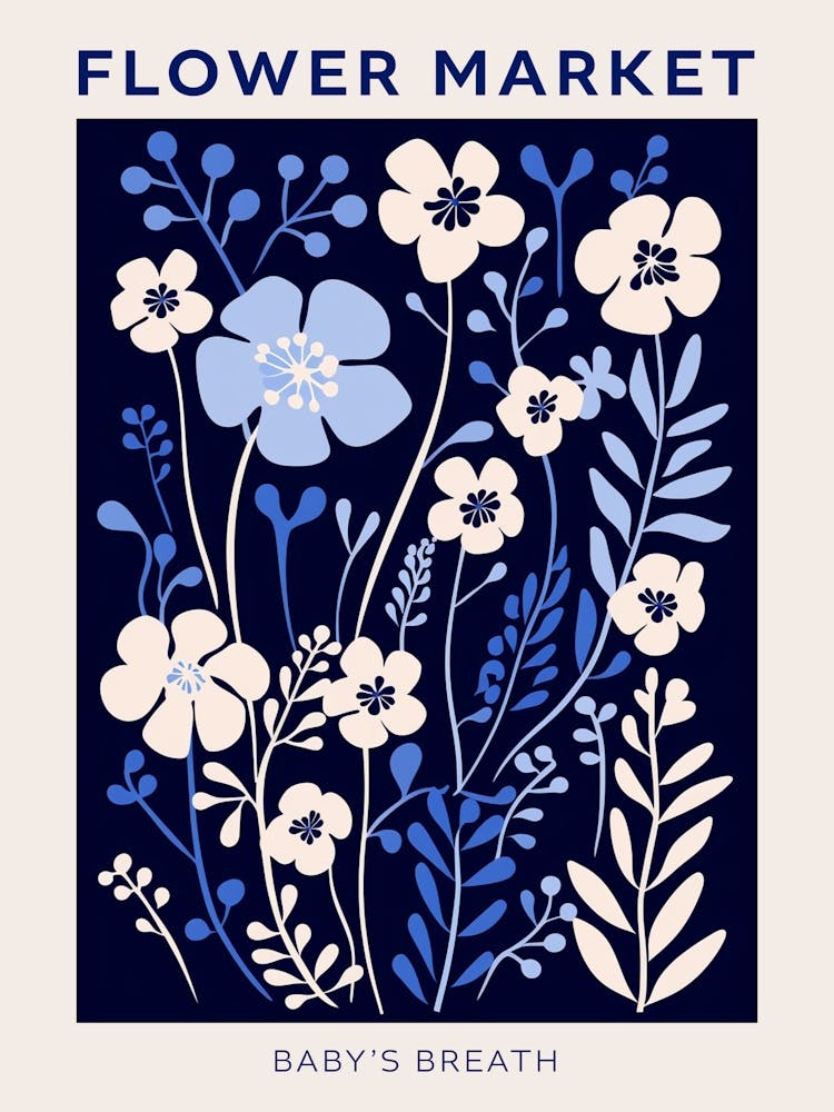 Blue Flower Market Poster Babys Breath 2