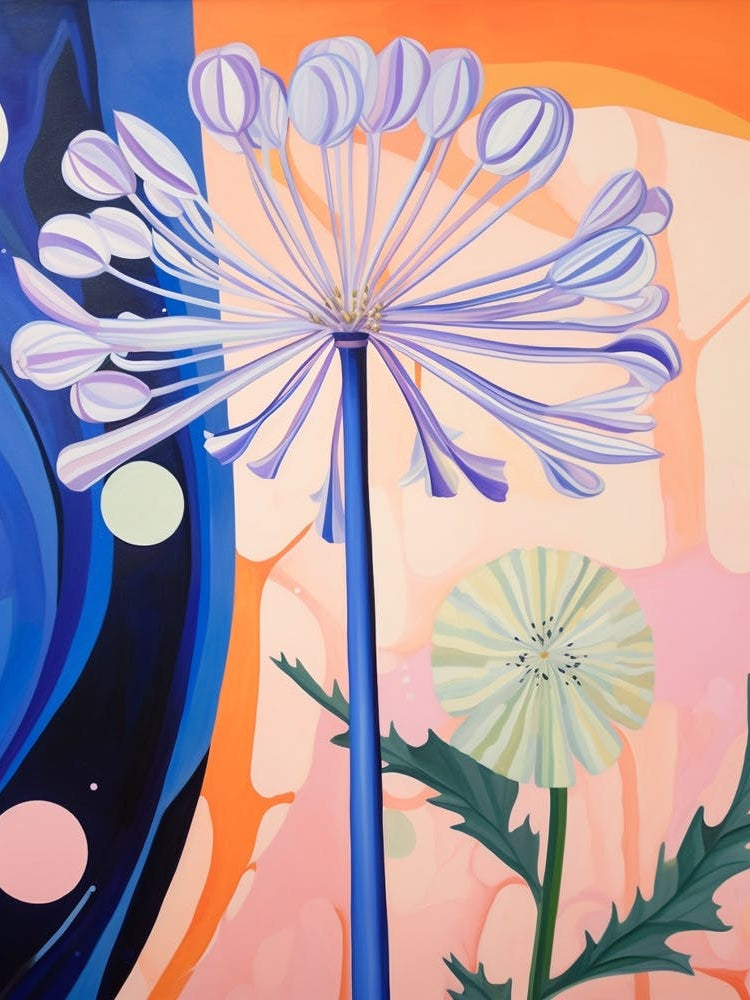 Agapanthus 2 Hilma Af Klint Inspired Pastel Flower Painting
