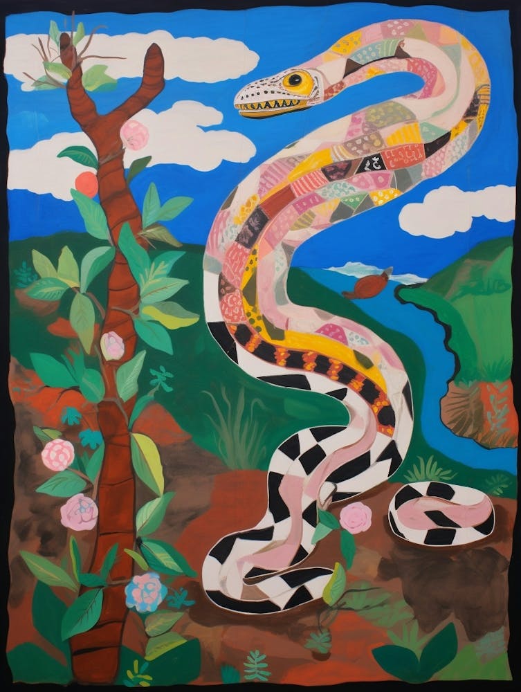Maximalist Animal Painting Anaconda