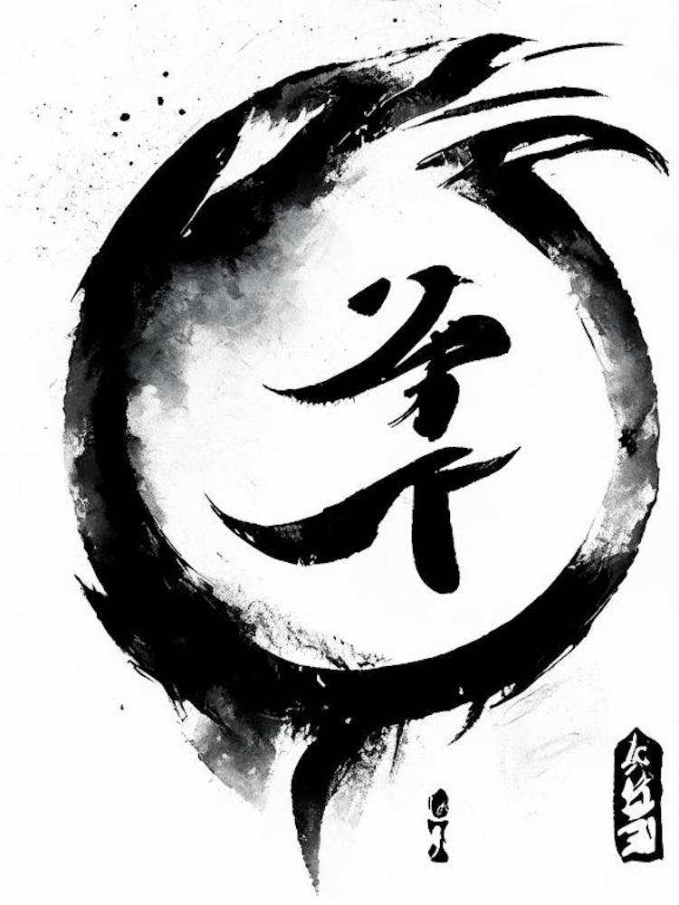 Good Fortune Symbol 1 Black And White Painting