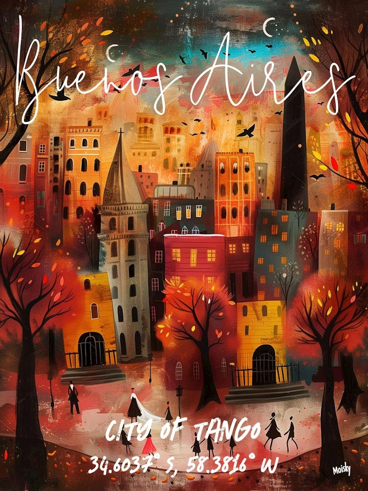 Buenos Aires, folk naive and whimsical poster