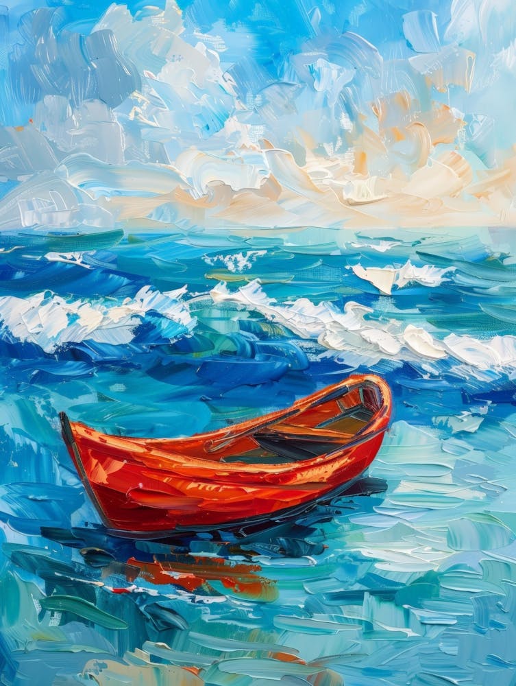 Red Boat On The Sea