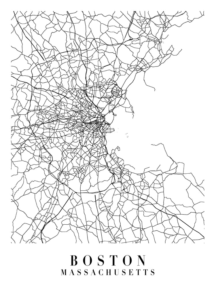Boston Massachusetts Street Map Minimal