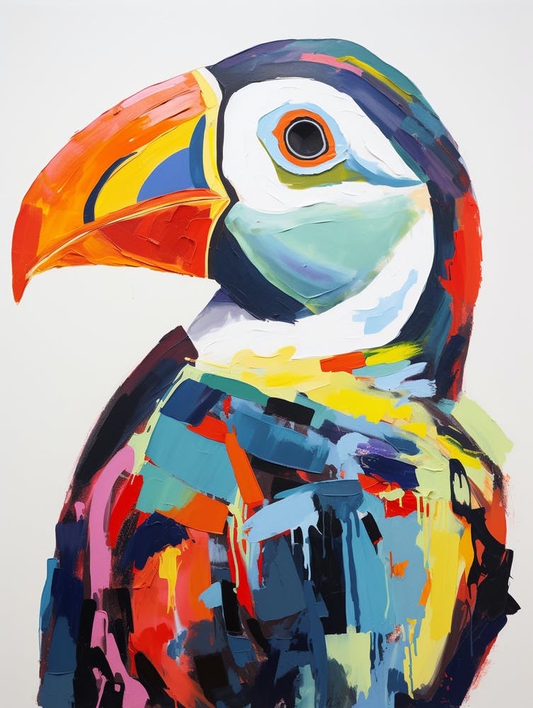 Colourful Bird Painting Puffin 3