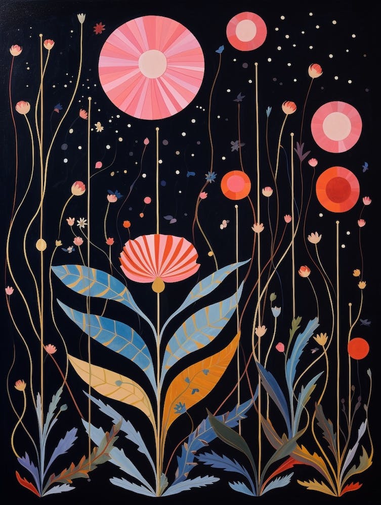 Cosmos 2 Hilma Af Klint Inspired Flower Illustration