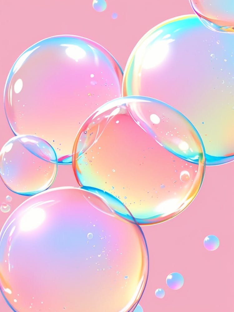 Soap Bubbles On Pink Background