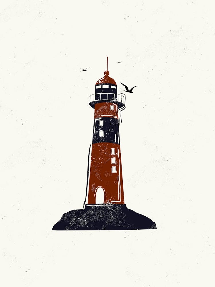 Lighthouse Linocut