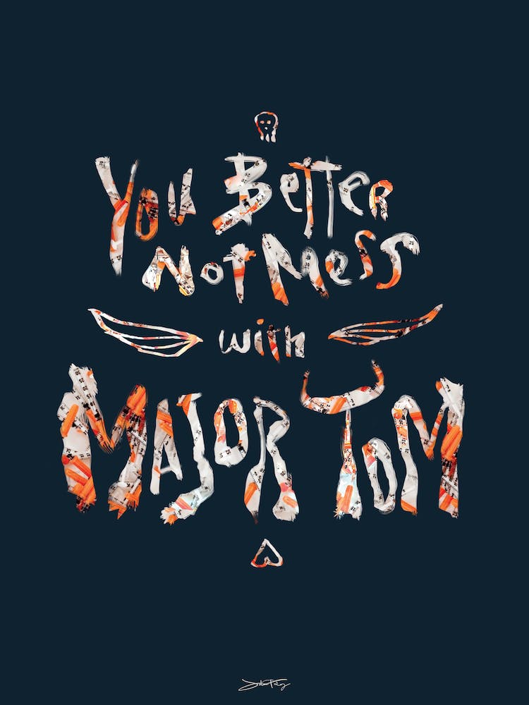 David Bowie Ashes to Ashes Typographic Illustration