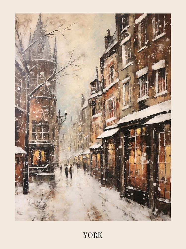 Vintage Winter Painting Poster York United Kingdom 1
