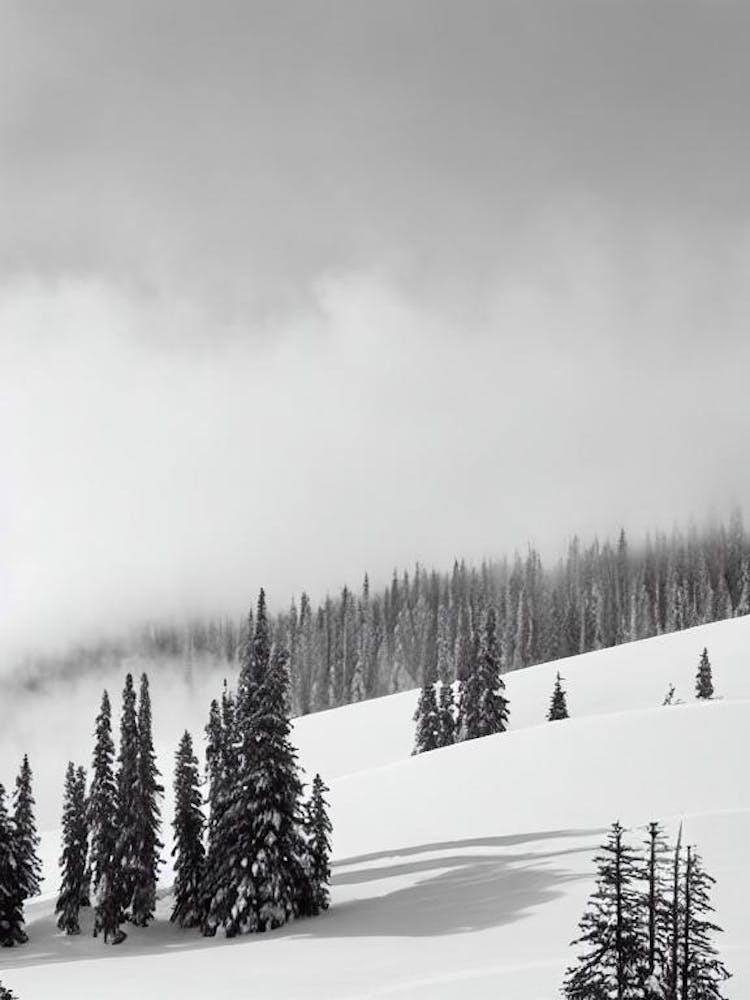 Ruka, Finland Black And White Skiing Poster