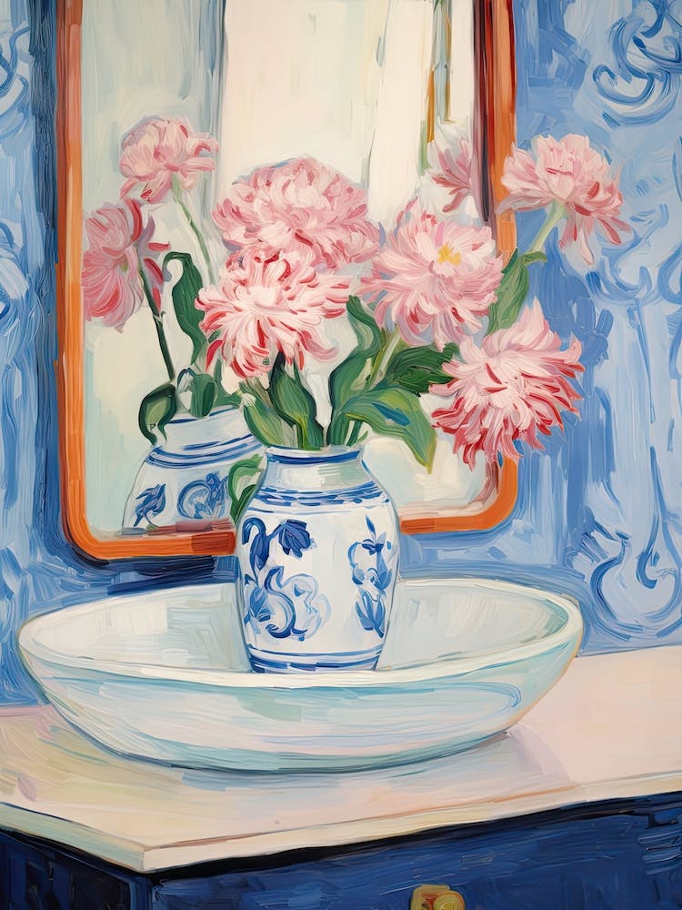Bathroom Vanity Painting With A Peony Bouquet 4