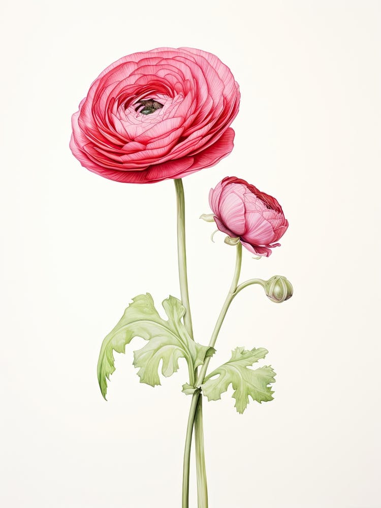 Ranunculus Flower Vintage Botanical 1