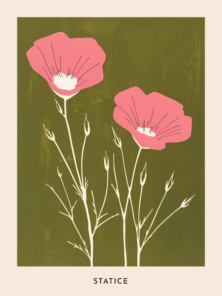 Pink & Grün Statice 2 Blumenposter