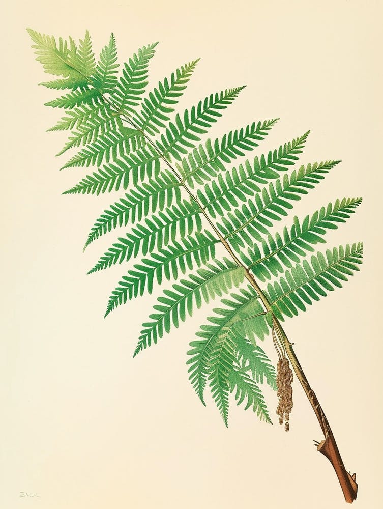 Vintage Illustration Japanese Tassel Fern 4
