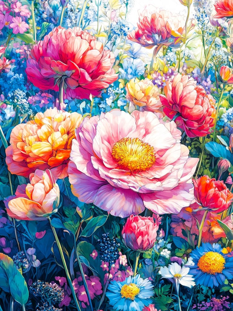 Peonies In The Garden flowers nature art