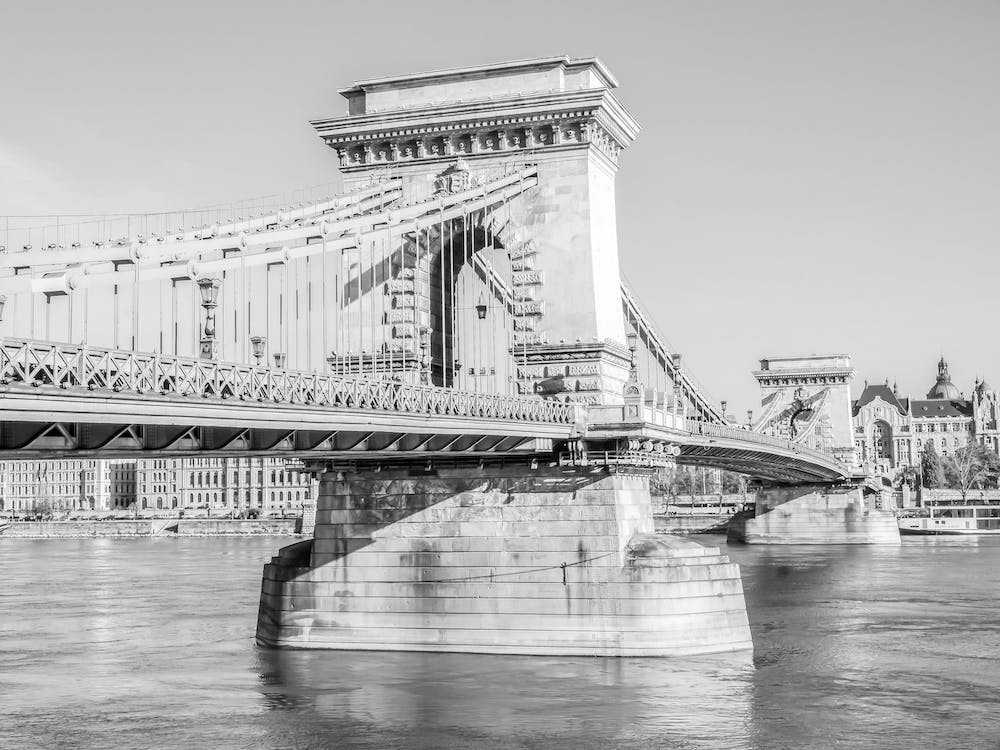 Black And White Budapest Chain Bridge
