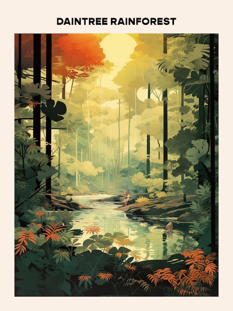 Daintree Rainforest Midcentury Travel Poster