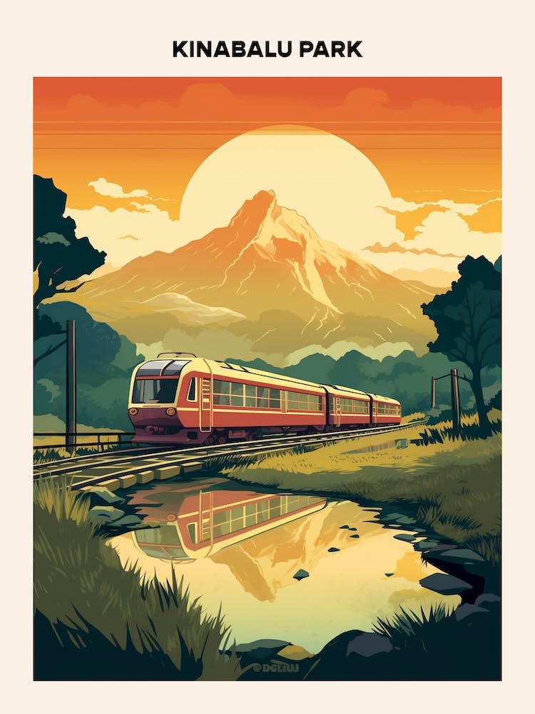 Kinabalu Park Midcentury Travel Poster