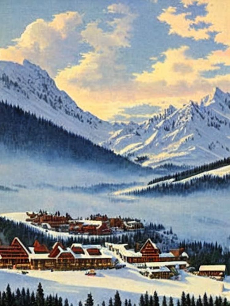 Big Sky, Usa Skiresort Vintage Landschaft 2 Ski-Poster