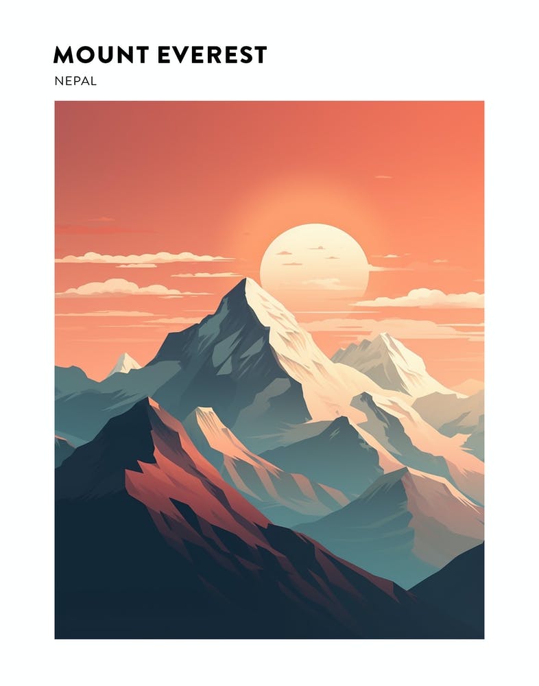 Mount Everest 3 Hiking Trail Landscape Poster