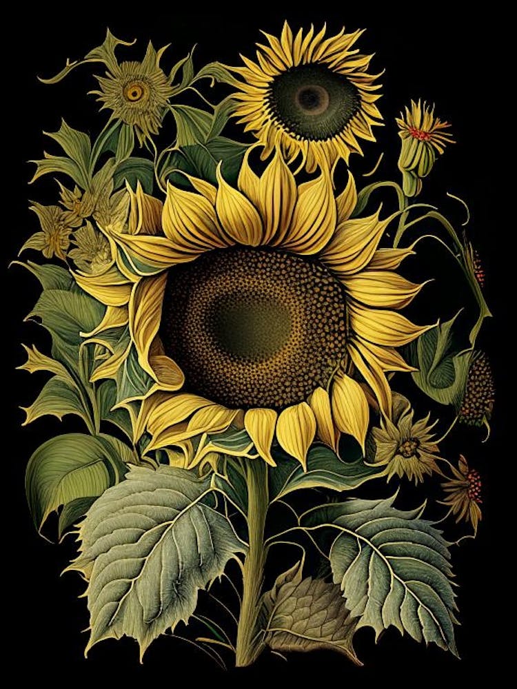Sonnenblume 2 – Botanisches Vintage-Blumenposter