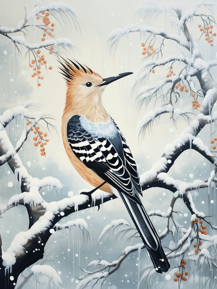 Winter Bird Painting Hoopoe 3