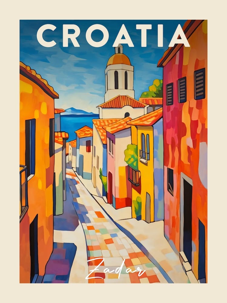 Zadar Croatia 4 Fauvist Painting Travel Poster