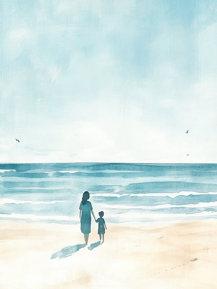 Mutter und Kind am Strand