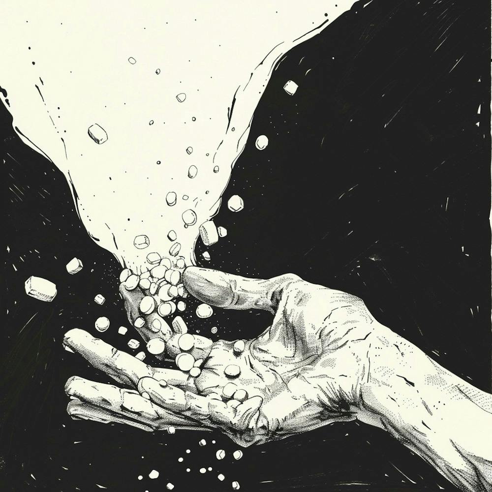 Hand Pouring Water Pills Drugs