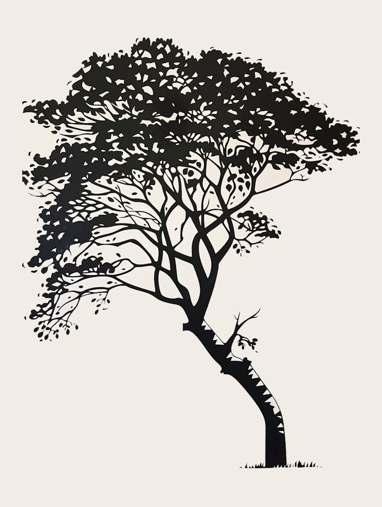 Sycamore Tree Simple Geometric Nature Stencil 1