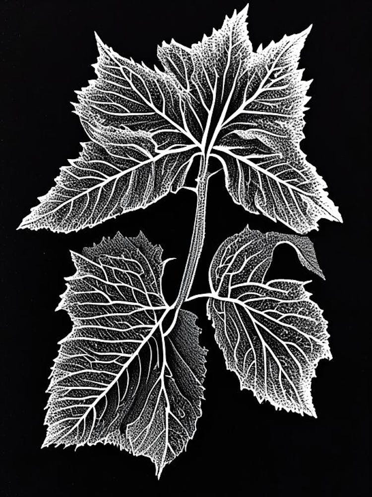 Blackcurrant Leaf Linocut