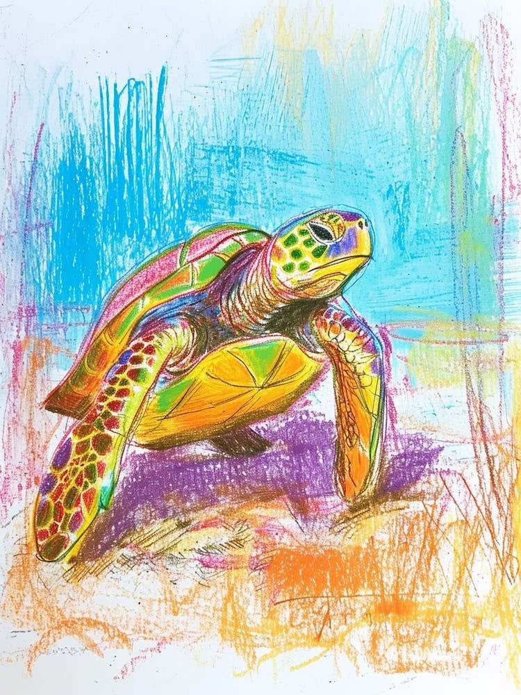 Pencil Scribble Of A Sea Turtle On The Beach 3