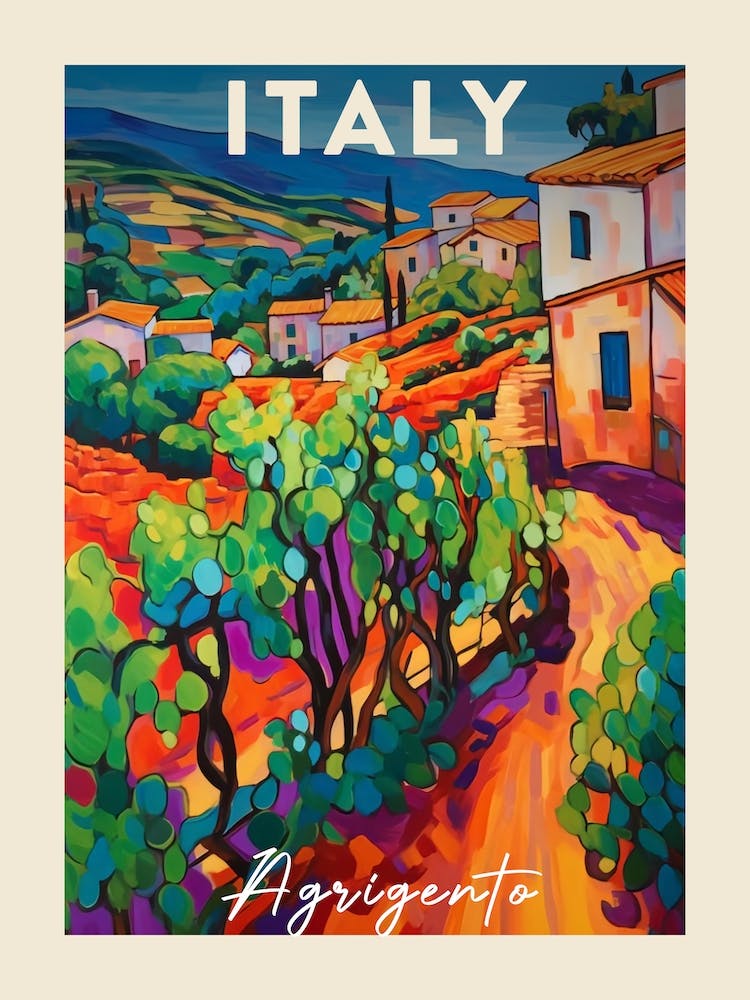Agrigento Italy 2 Fauvist Painting  Travel Poster