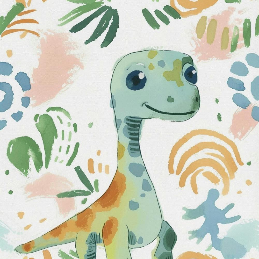Cute Muted Pastels Compsognathus Dinosaur  2