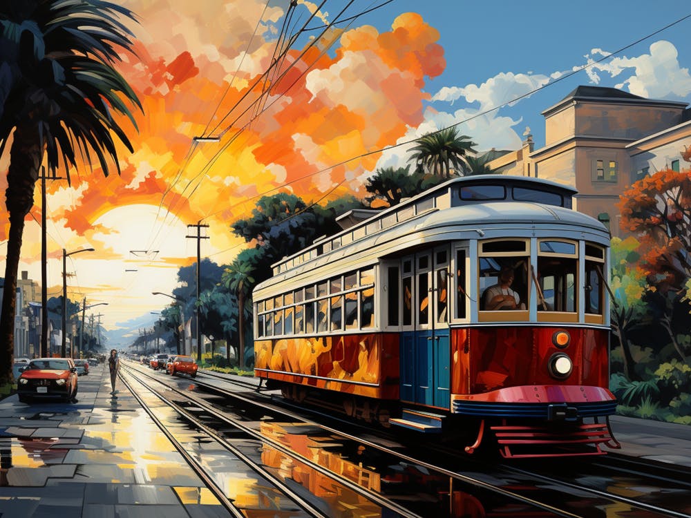 Streetcar At Sunset