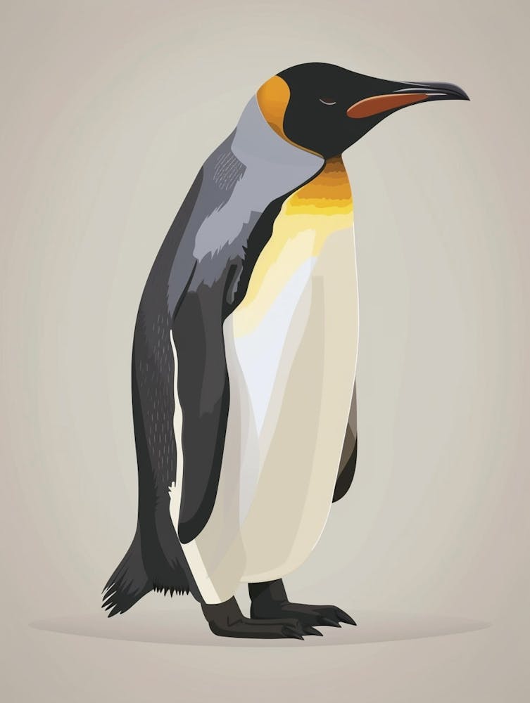 Emperor Penguin Grytviken Minimalist Illustration 6