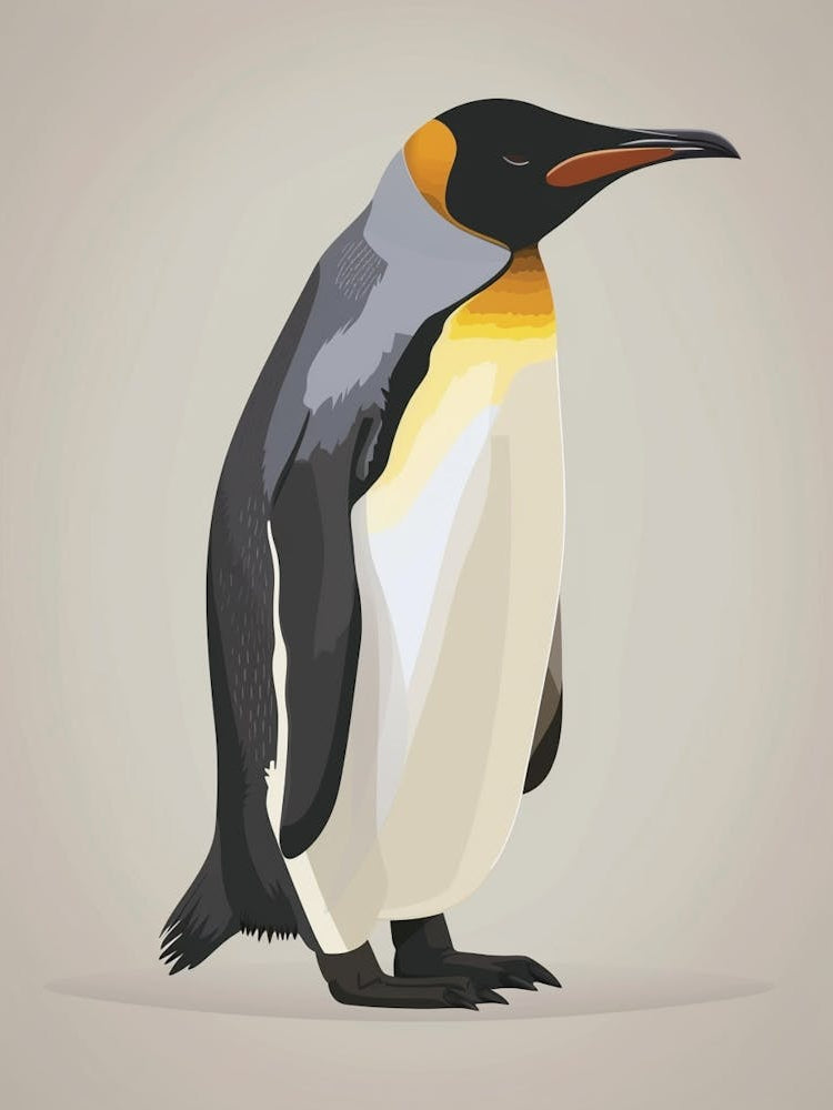 Emperor Penguin Grytviken Minimalist Illustration 6