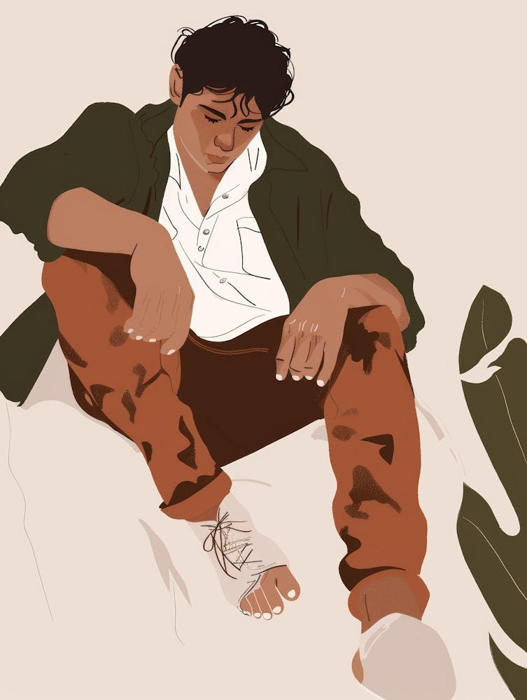 Illustration Of A Man Sitting On A Couch
