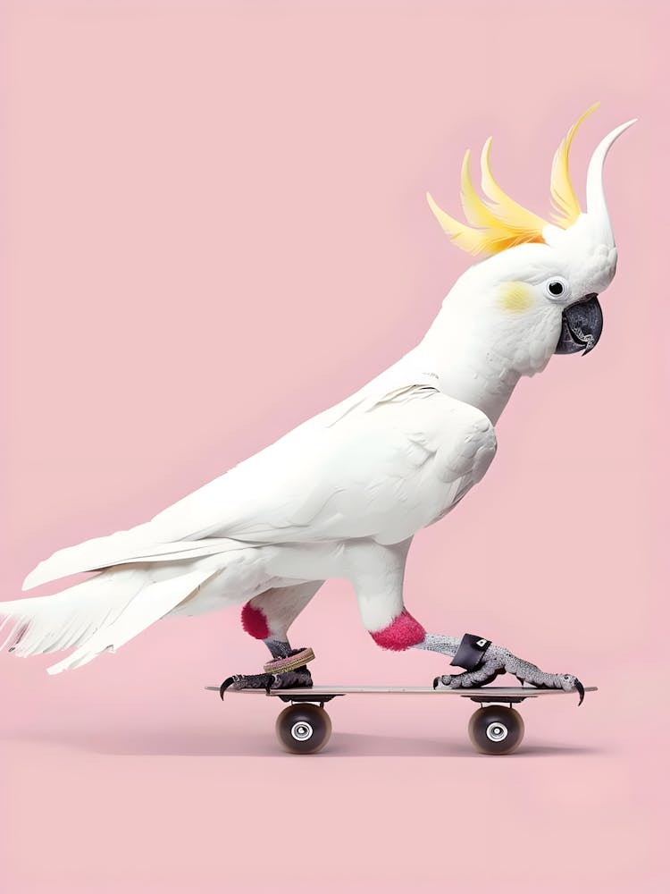 Cockatoo On Skateboard