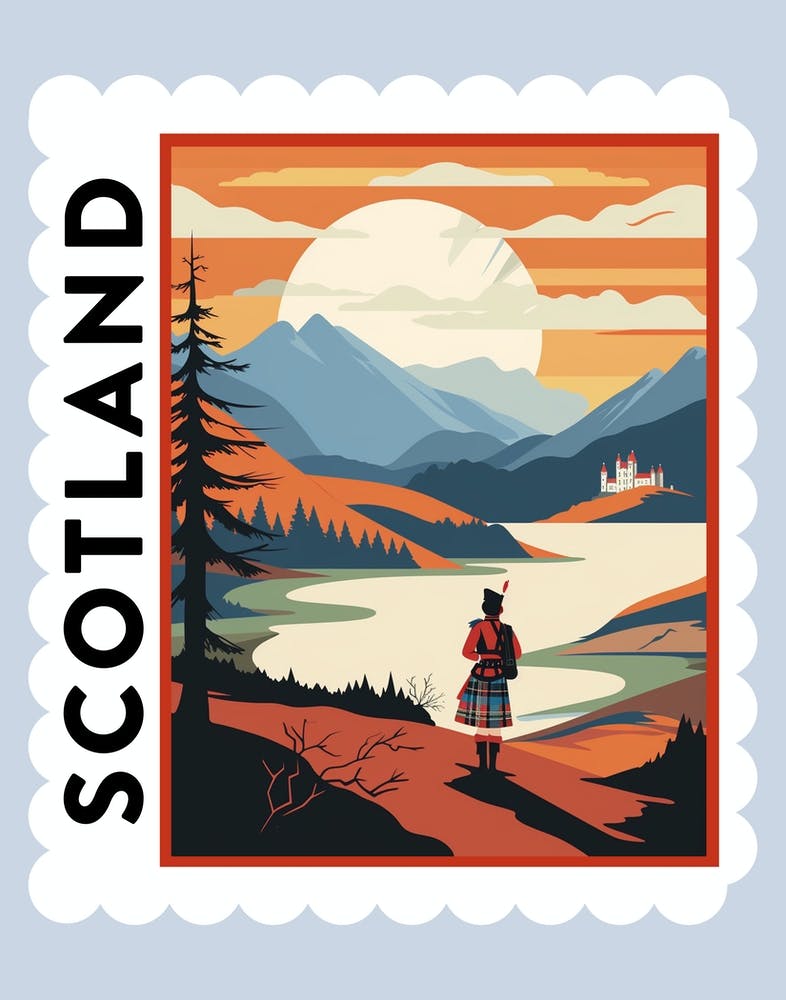 Scotland 2 Travel Stamp Poster