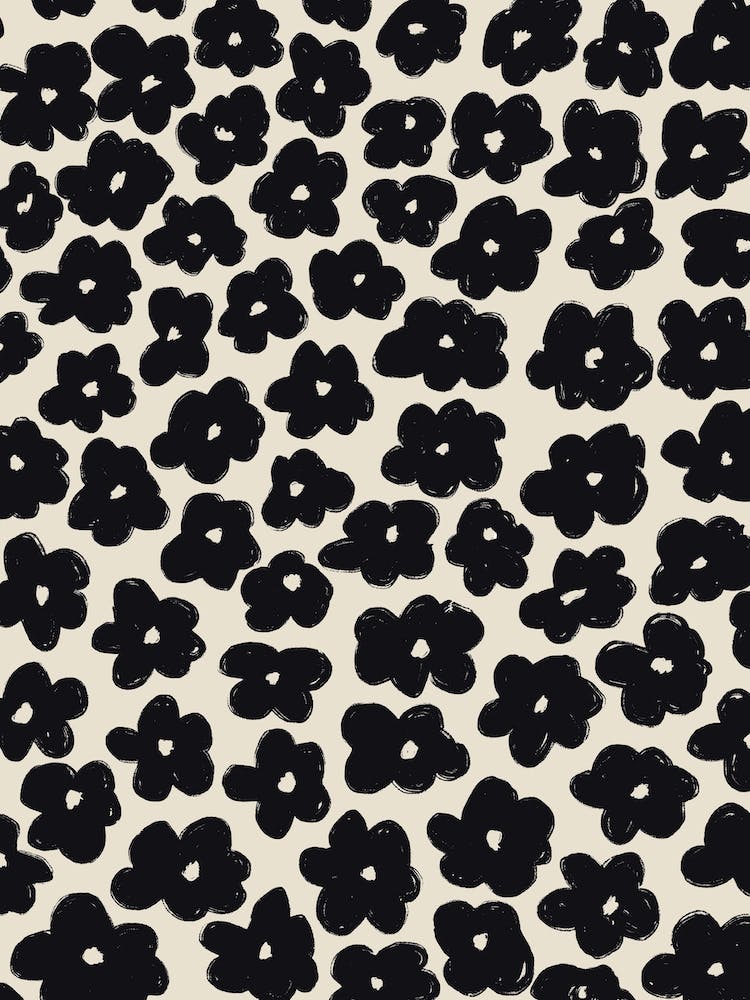 Daisies Pattern 1 Black White
