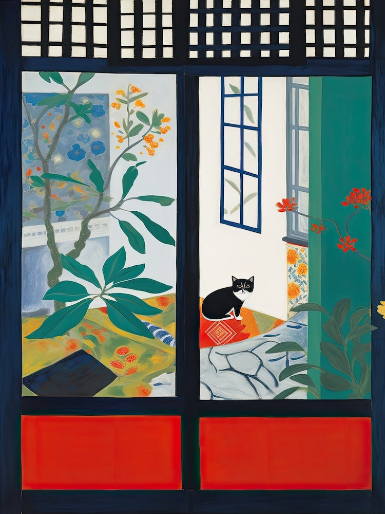 Open Window With Cat Matisse  Inspired  Style Tokyo Japan 1
