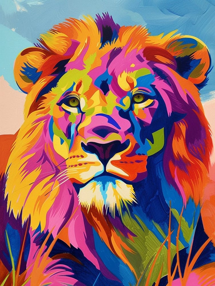 Transvaal Lion Symbolic Imagery Fauvist Painting 3