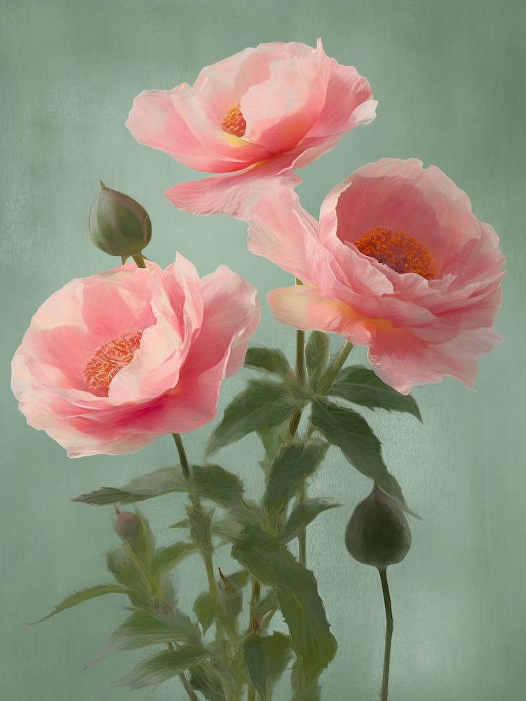 Pink Roses Flowers Acrylic Painting In Pastel Colours 1