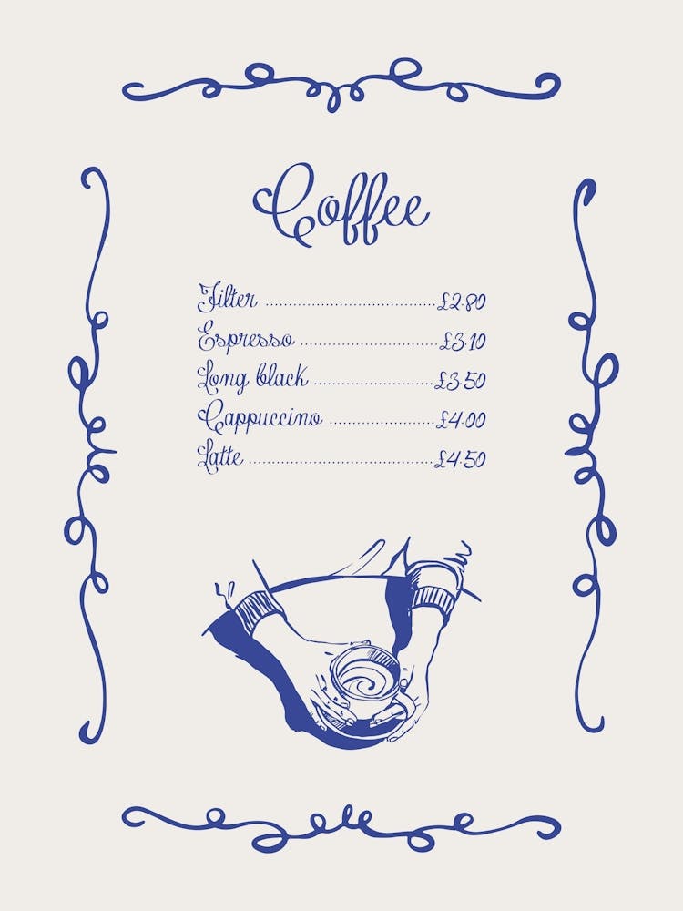 Kaffee-Menü-Poster