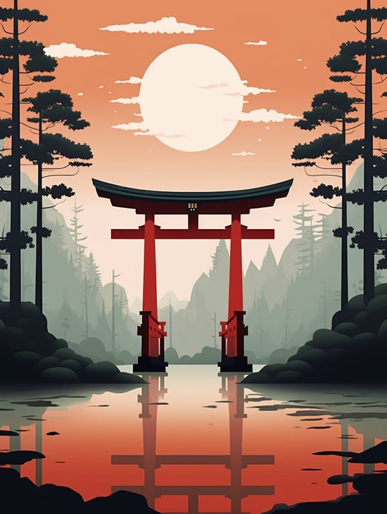 Torii Gates Japanese Illustration 1
