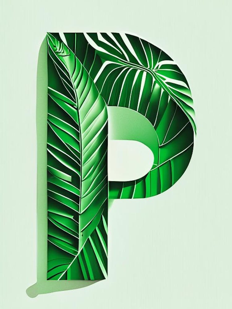 P, Letter, Alphabet Jungle Leaf 2