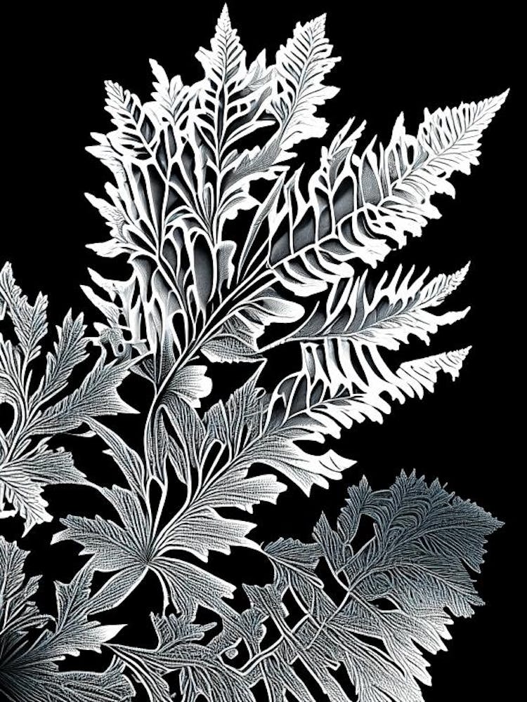 Tansy Leaf Linocut 3