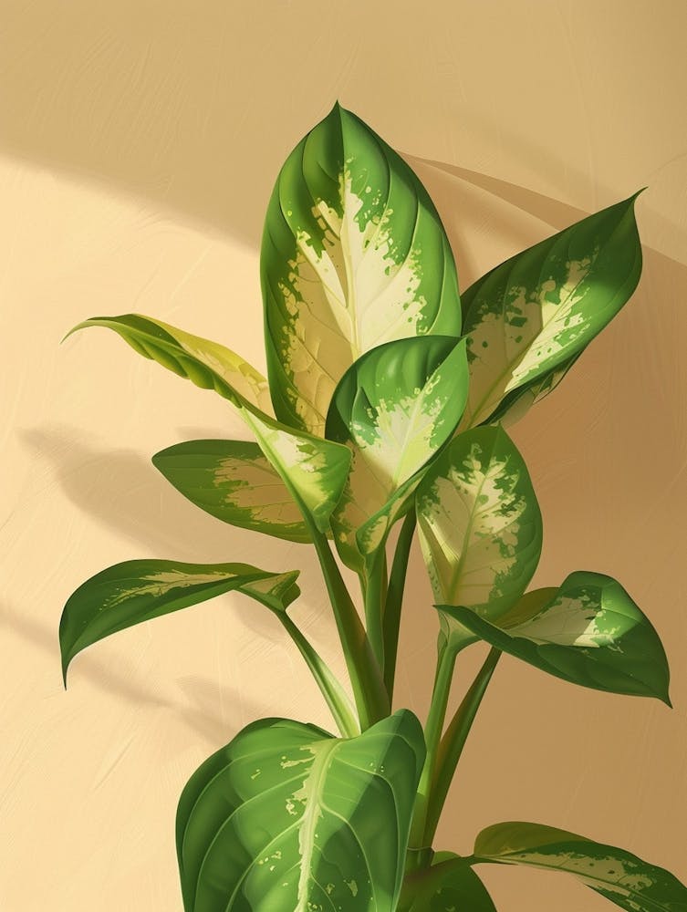 Dieffenbachia Plant Minimalist Illustration 5