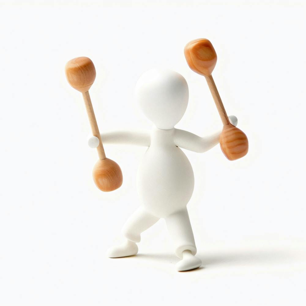 Figure Holding Two Wooden Sticks